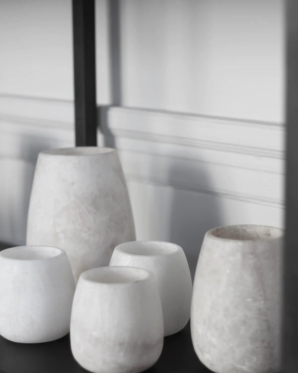 Alabast candleholder oval medium